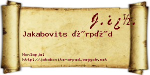 Jakabovits Árpád névjegykártya