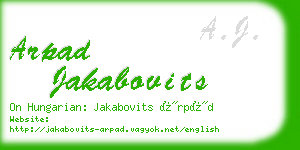 arpad jakabovits business card